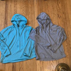 2x Zella Partial Zip Hoodie, Teal and Gray
